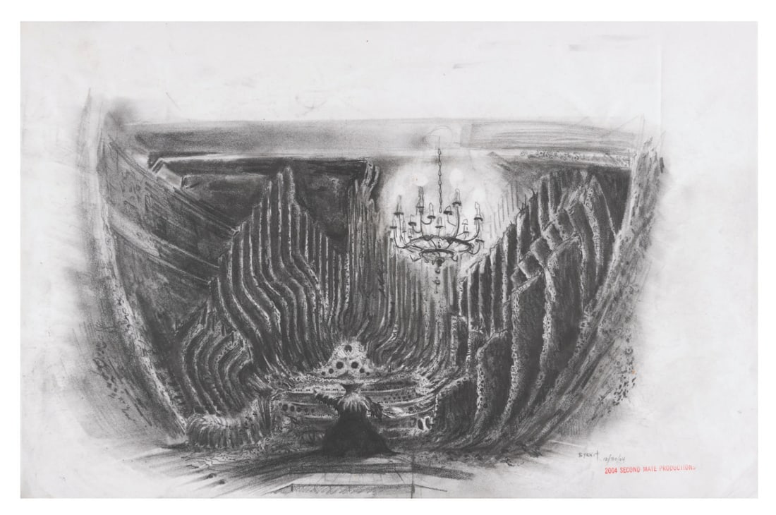 A Davy Jones Pipe Organ Concept Drawing.: (Disney, 2004) A “Pirates of the Caribbean: Dead Man’s Chest” concept drawing of Davy Jones’ pipe organ by the film’s conceptual artist, James Byrkit. Byrkit's concept depicts the organ