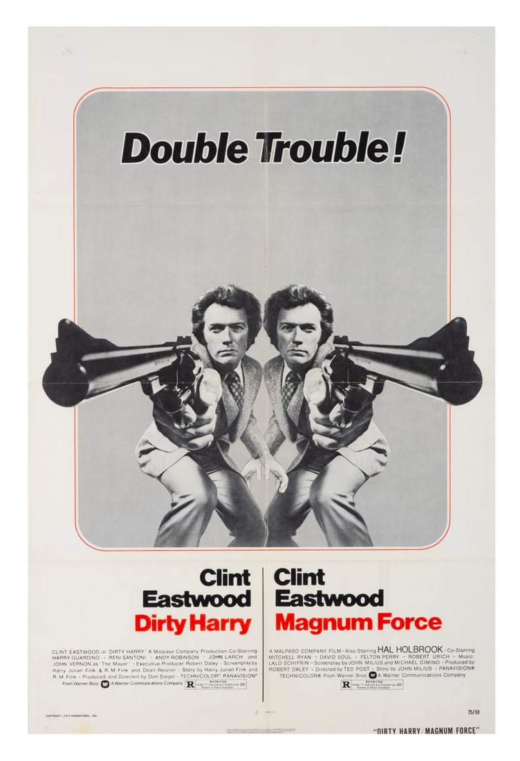A "Dirty Harry / Magnum Force" One-Sheet Poster. (1 of 1)