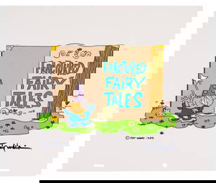 A Fractured Fairy Tales Scene Cel Signed Jay Ward.