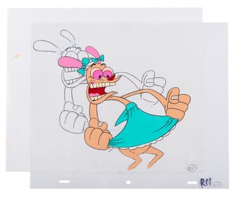 A Ren “The Ren & Stimpy Show" Production Cel and Drawing.