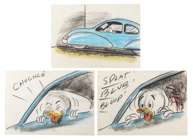 A Set of Donald’s Nephews Storyboard Panels.