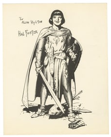 A Hal Foster Signed "Prince Valiant" Fan Card.