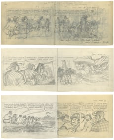 A Collection of Original Alley Oop Comic Strip Panels.
