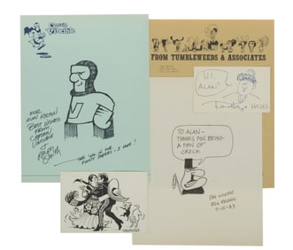 A Collection of Five Signed Comic Strip Drawings.