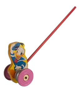 A 1950s Gong Bell Donald Duck Toy.