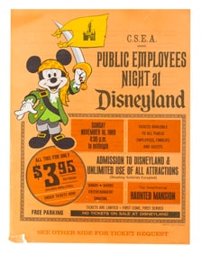 A 1969 Disneyland Private Party Pirates/Haunted Mansion Flyer.