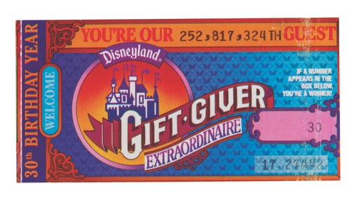 A 1985 Disneyland Gift-Giver Extraordinaire Ticket.