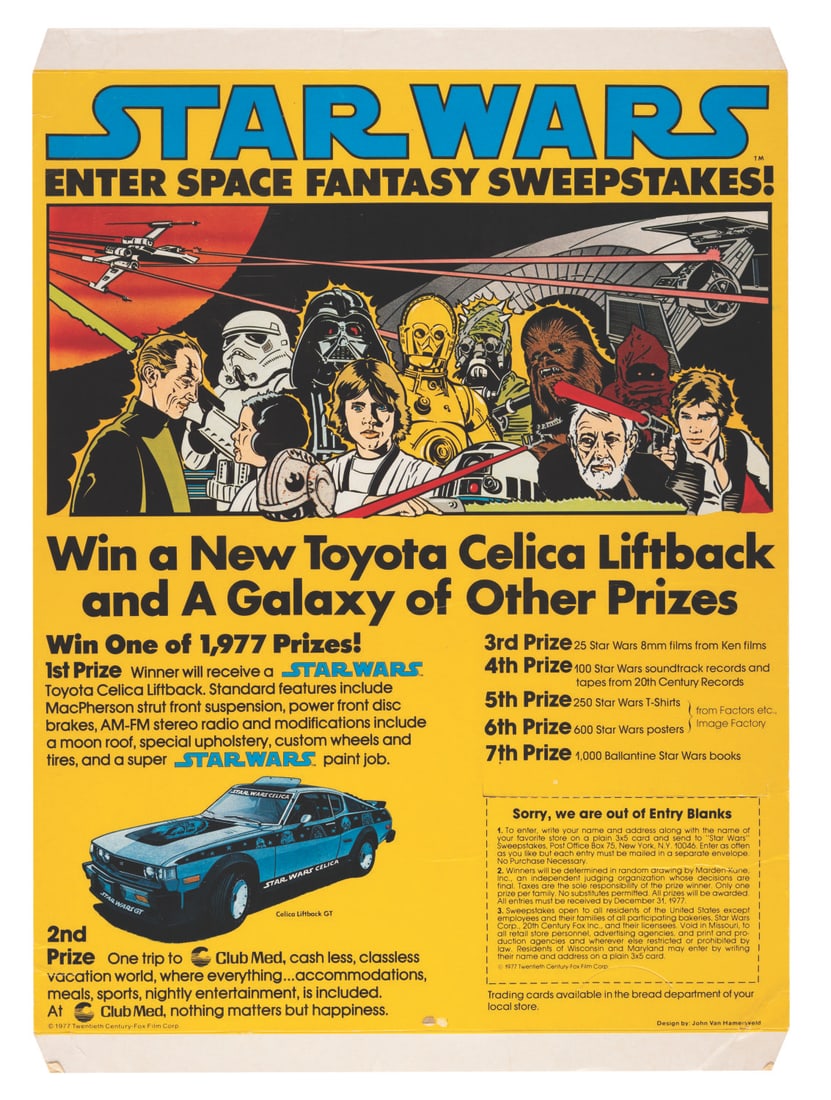 A Star Wars 1977 Toyota Celica Sweepstakes Counter Display. (1 of 2)