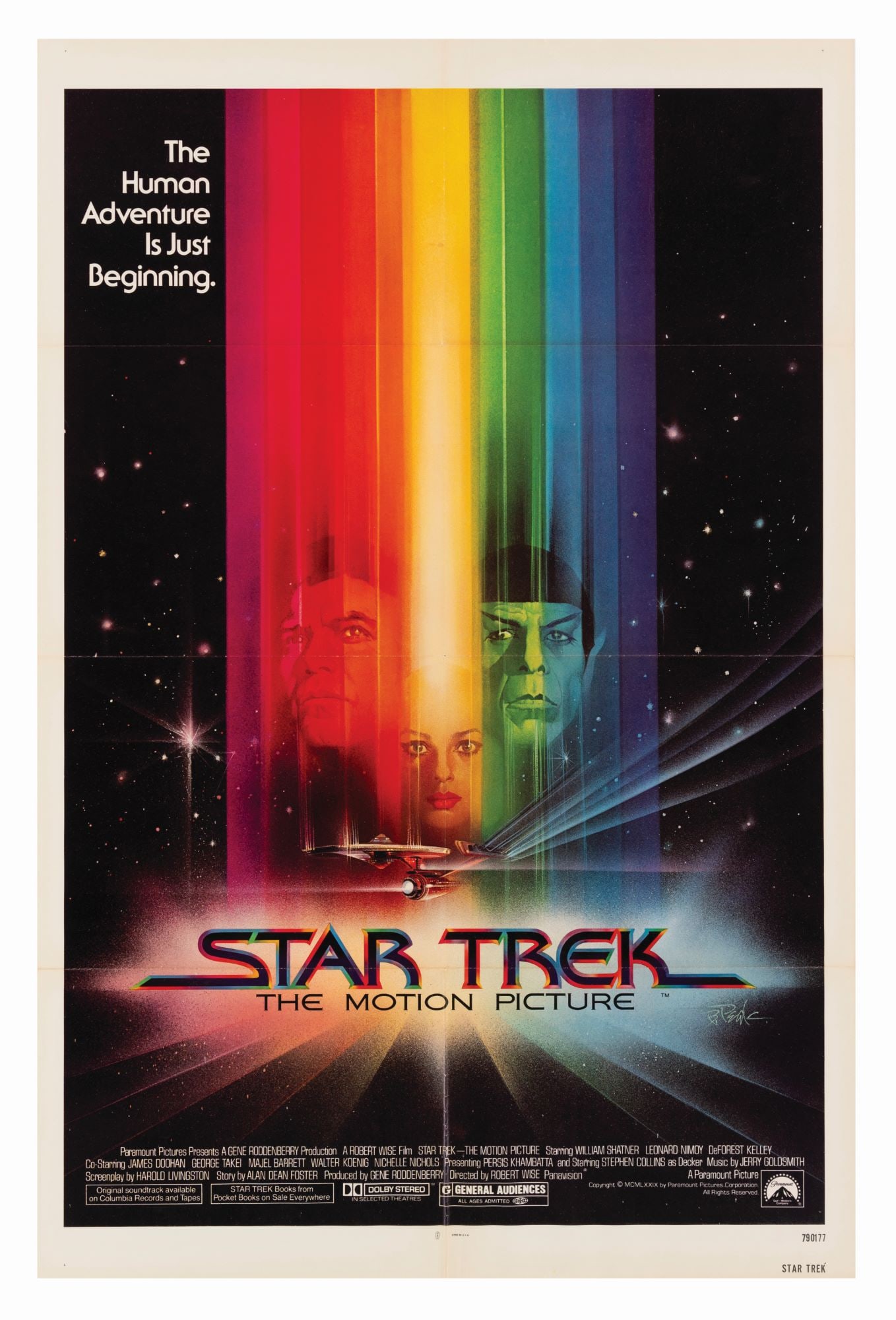 A “Star Trek: The Motion Picture" One-Sheet Poster.: (Paramount, 1979) A one-sheet poster for the theatrical release of “Star Trek: The Motion Picture,” designed by Bob Peak. Measuring 27” x 41”, the poster displays in very good cond