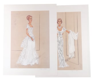 A Pair of 1940s Hollywood Costume Design Lithographs.
