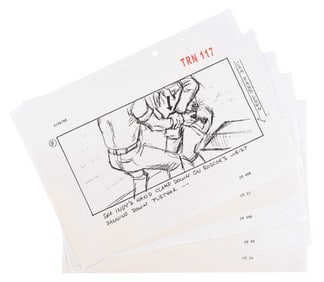 Five Production-Used Storyboard Pages from “The Last Crusade.