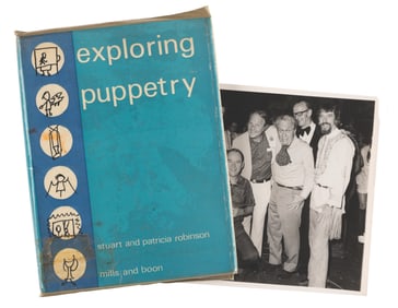 Jim Henson's Puppeteer Group Photo and "Exploring Puppetry" Book.