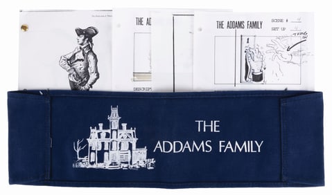 A “The Addams Family" Gag Director Chairback and Storyboard Pages.