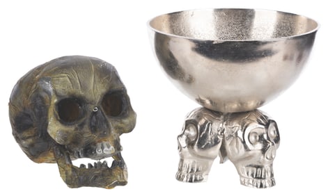 A Prop Treasure Bowl and Skull from "The Phantom."