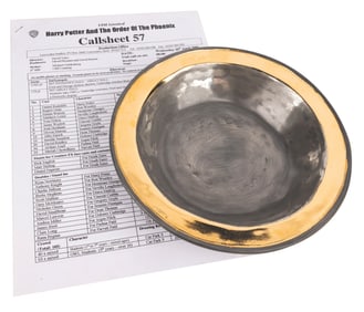 A Harry Potter Great Hall Soup Bowl and Call Sheet.