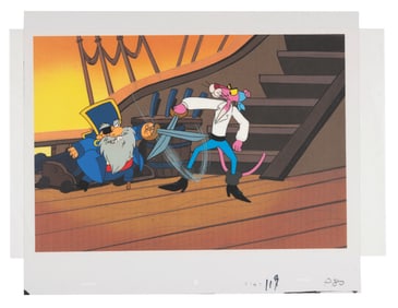 A "Pink Panther" Pirate Cel & Drawings.