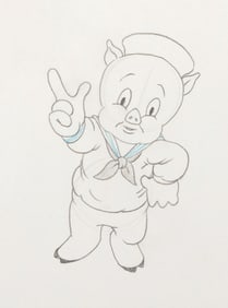 A Porky Pig “Any Bonds Today" Production Drawing.