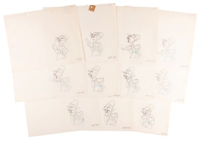 A Collection of “Bugs Bunny Gets the Boid" Production Drawings.