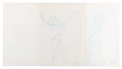 A Pair of "Coal Black and de Sebben Dwarfs" Production Drawings.