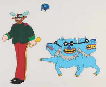 A “Yellow Submarine" Four-Headed Bulldog Production Cel.