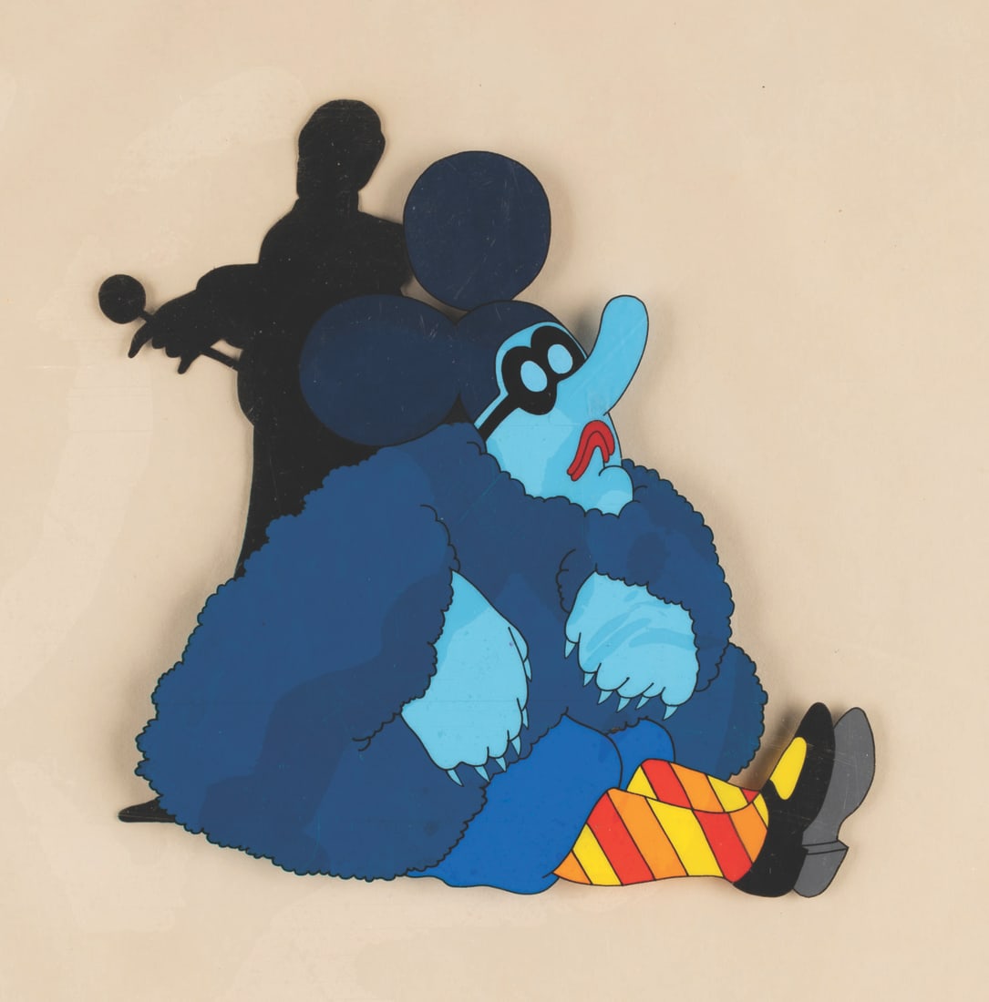 A Blue Meanie “Yellow Submarine'' Production Cel.: (United Artists, 1968) An original hand-painted production cel of a Blue Meanie from “Yellow Submarine.” With a character image size measuring 5.75” x 5.5” on an 11.25” x 15.
