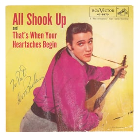 An Elvis Signed "All Shook Up" Record Sleeve.