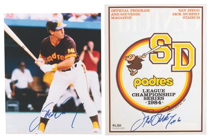 A Steve Garvey Signed Photo and NLCS Program Cover.
