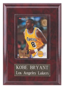 A Kobe Bryant Rookie Card Plaque.