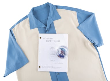 A “Two and a Half Men" Charlie Sheen Costume Shirt, Production Script, and Crew Gift.
