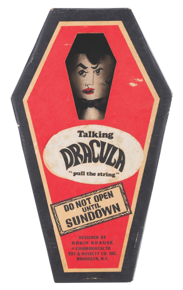 A 1970s Talking Dracula Doll with Coffin Box. (1 of 6)