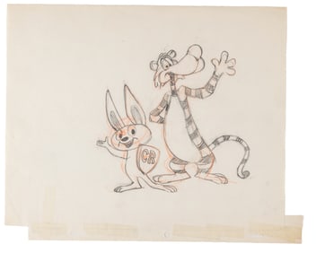 A Crusader Rabbit and Rags Drawing.