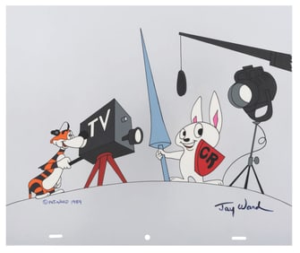 A Jay Ward Signed Crusader Rabbit and Rags Scene Cel.