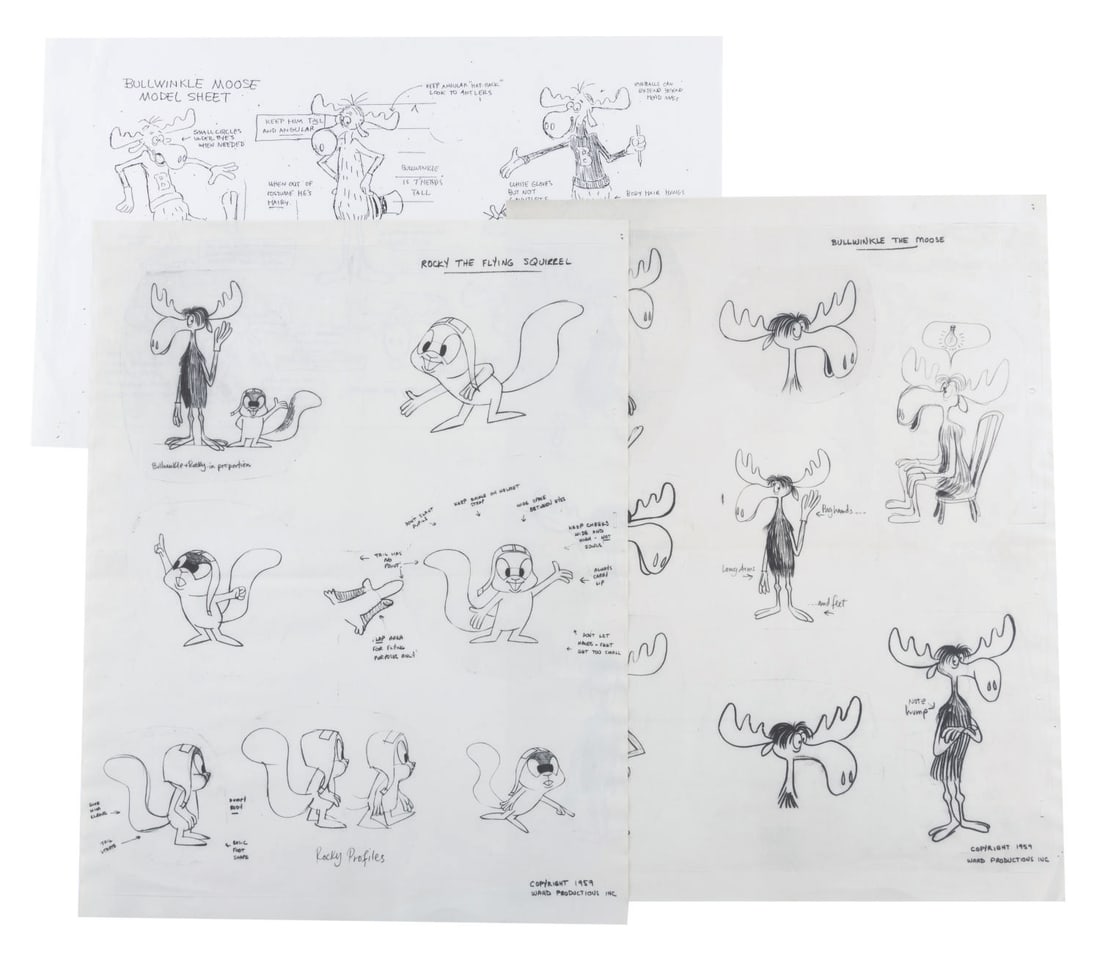 A Collection of Rocky and Bullwinkle Model Sheets. (1 of 4)