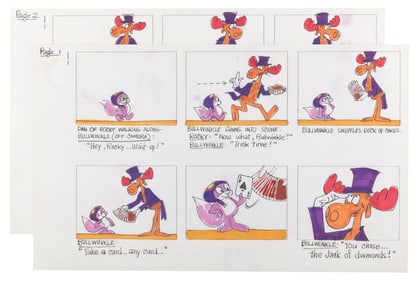 A Pair of “Rocky and Bullwinkle" Storyboard Pages.