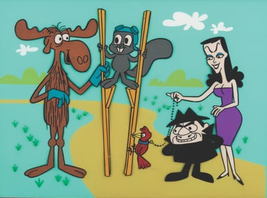 An Early “Rocky and Bullwinkle" Publicity Cel and Background.