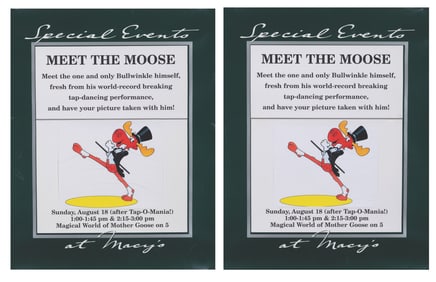 A Pair of Macy's Bullwinkle Meet-and-Greet Posters.