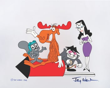 A Rocky and Bullwinkle Jay Ward Signed #4 Scene Cel.