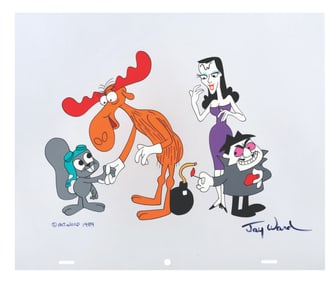A Jay Ward Signed #5 Rocky and Bullwinkle Scene Cel.