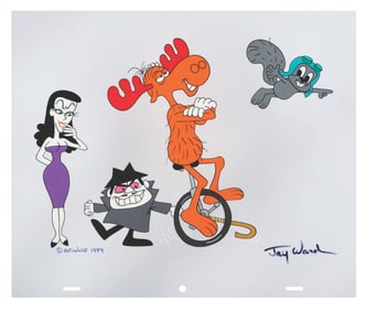 A Jay Ward Signed Rocky and Bullwinkle #7 Scene Cel.