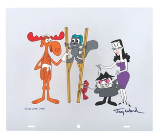 A Rocky and Bullwinkle Signed #8 Scene Cel.