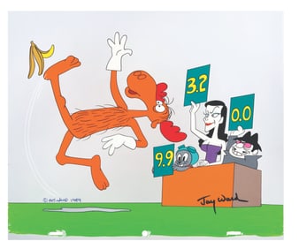 A Jay Ward Signed #11 Rocky and Bullwinkle Scene Cel.