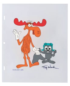 A Signed #33 Scene Cel of Rocky and Bullwinkle.