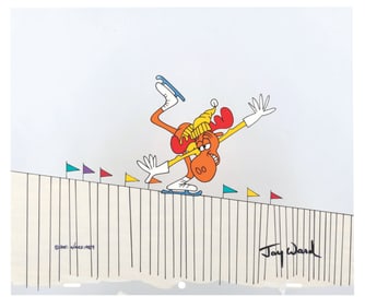 A Jay Ward Signed Bullwinkle Skating Scene Cel.