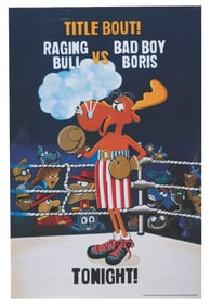 A Bullwinkle Vs. Boris Boxing Souvenir Poster.