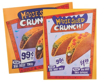 A Collection of Rocky and Bullwinkle Taco Bell Posters.