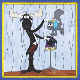 A Rocky and Bullwinkle Stained Glass Panel.