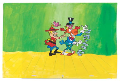 A Bullwinkle and Dudley Do-Right Color Model Cel and Background.