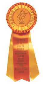 A Dudley Do-Right “Fink of the Month" Ribbon.
