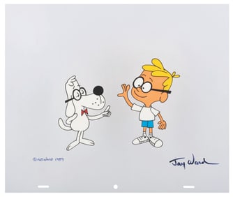 A Jay Ward Signed Scene Cel of Mr. Peabody and Sherman.