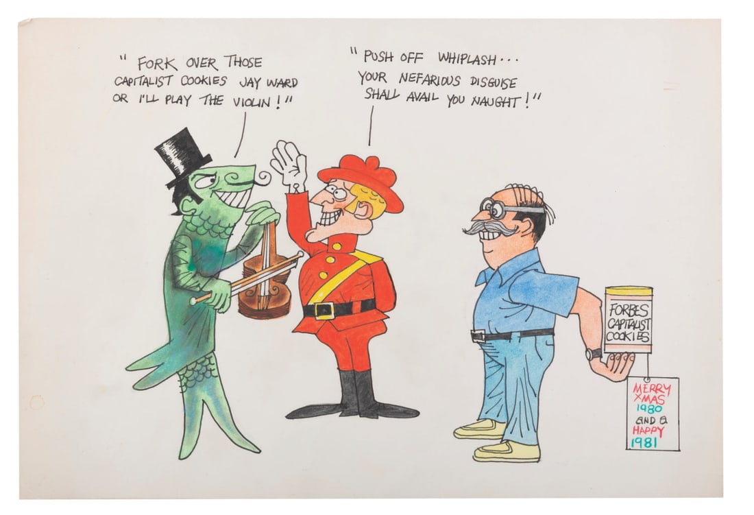 Jay Ward and Dudley Do-Right Christmas Card Original Art. (1 of 1)